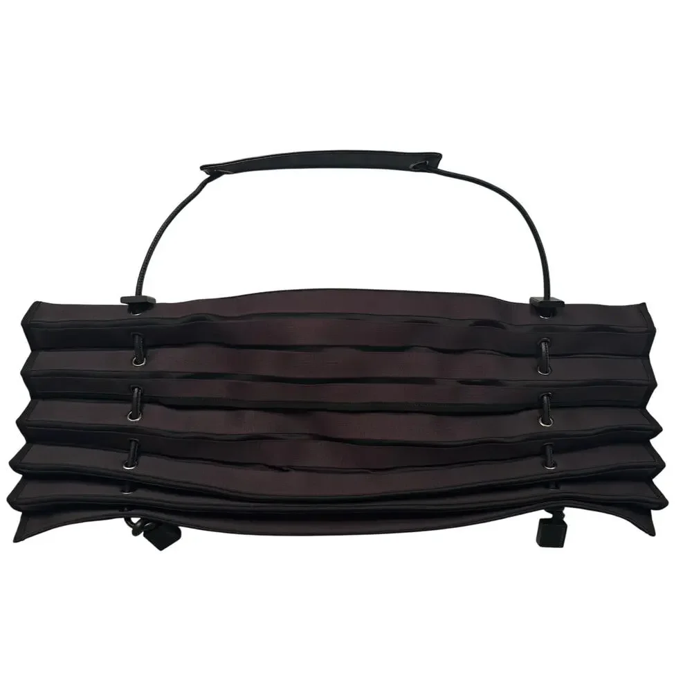 rare Issey Miyake Pleats Please Accordion Drawstring Bag Dark Brown/Black Purse